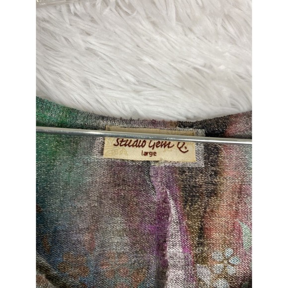 Studio Gem Q. Blouse Womens Size Large Multicolor Paisley V-Neck 3/4 Sleeve - Picture 4 of 8